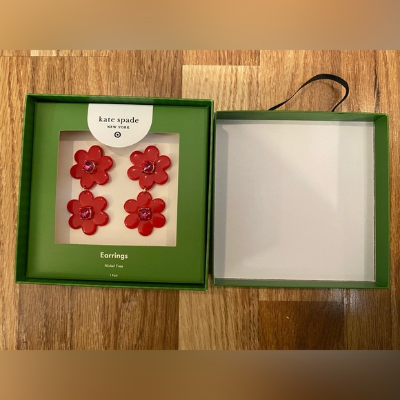 Kate Spade New York / Target Red Floral Earrings NIB - Picture 1 of 6
